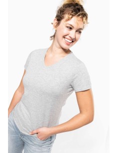 K-KA3015-LADIES' SHORT-SLEEVED V-NECK T-SHIRT 2